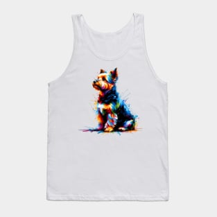 Colorful Australian Terrier Captured in Splash Art Style Tank Top